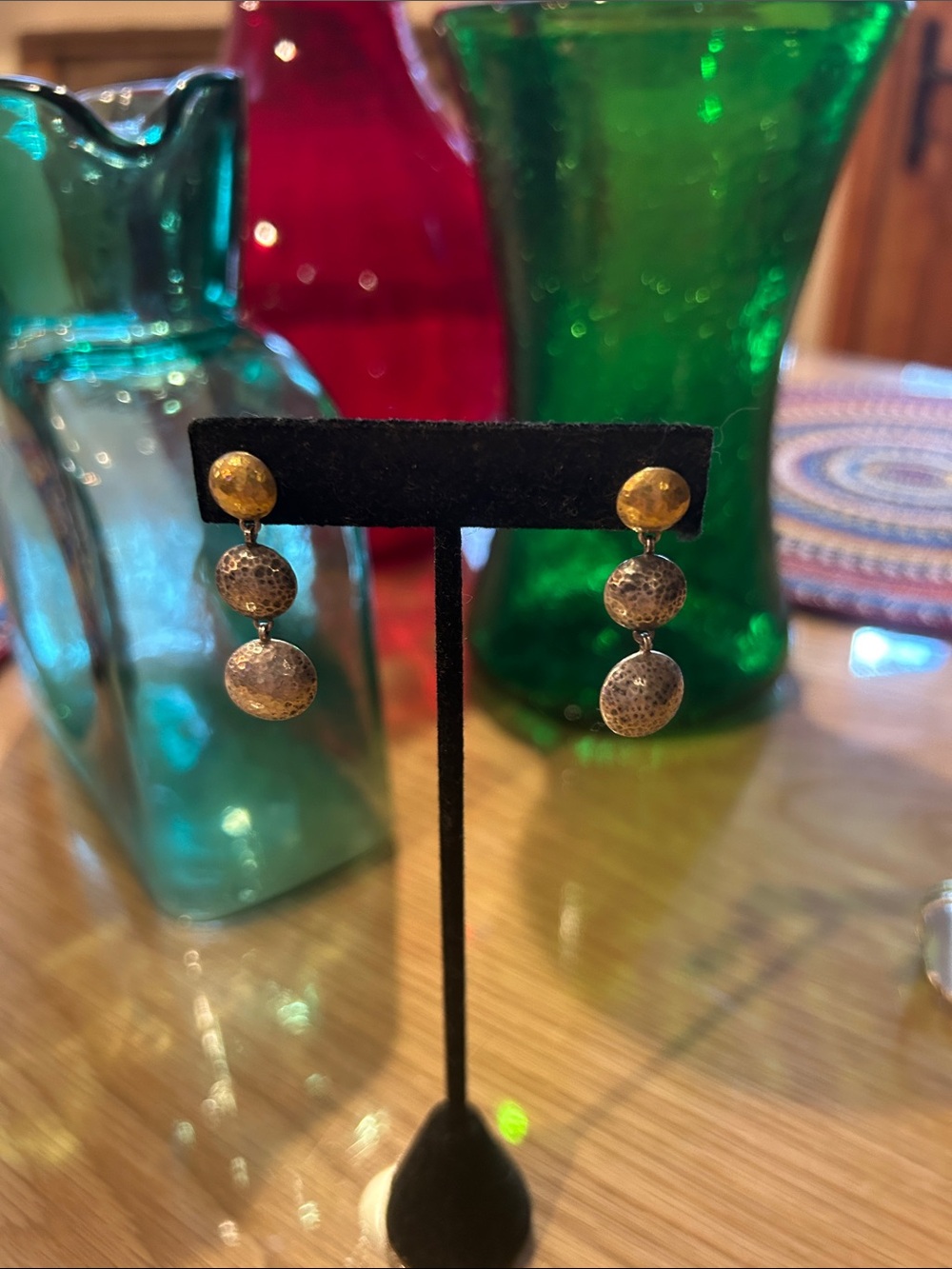 3 tier 18K and 925 sterling silver earrings